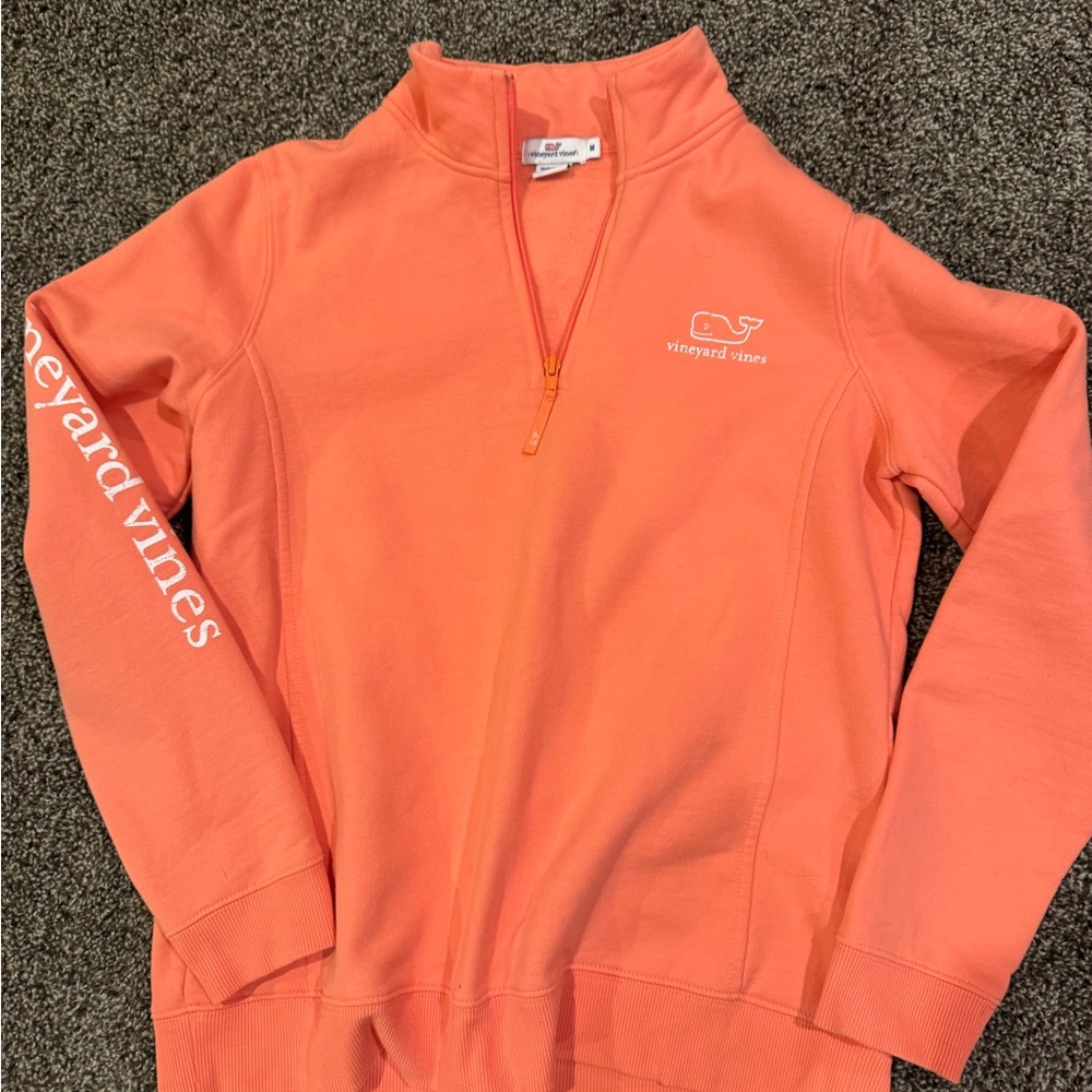 Vineyard Vines Coral Quarter-Zip Sweatshirt